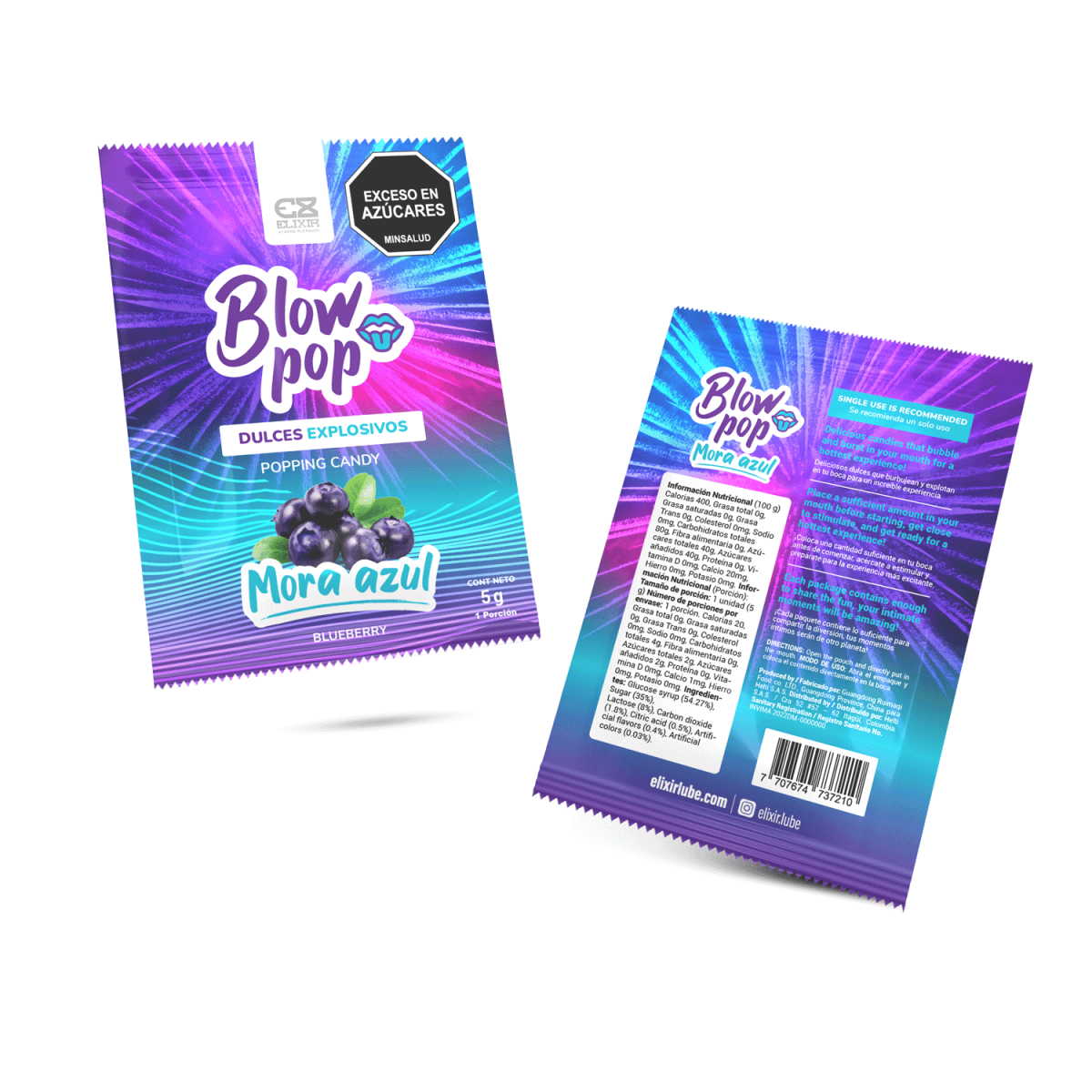 Dulces Explosivos Blow Pop Sabor mora azul y sandía