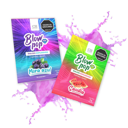 Dulces Explosivos Blow Pop Sabor mora azul y sandía