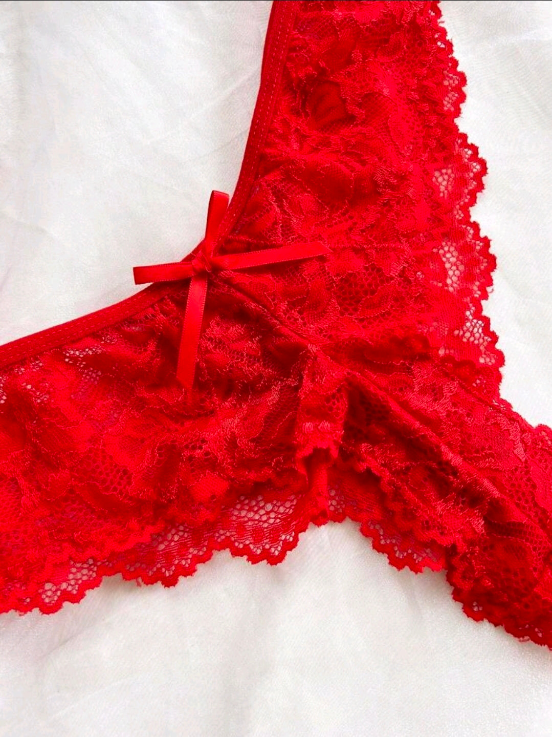Babydoll Rubí Rojo de Encaje con Tanga