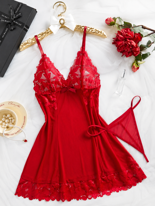 Baby doll Glamour Rojo con Tanga