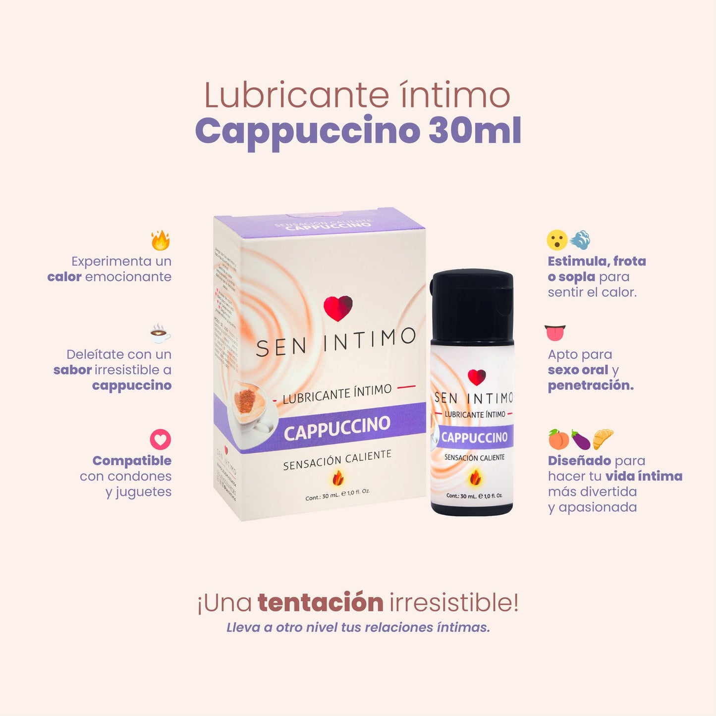 Lubricante Íntimo Capuccino Sensación Caliente Sen Íntimo 30 ml