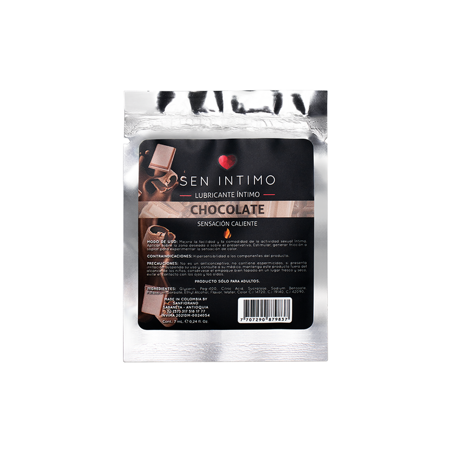 Lubricante Íntimo Chocolate Sachet Sensación Caliente Sen Íntimo 30 ml